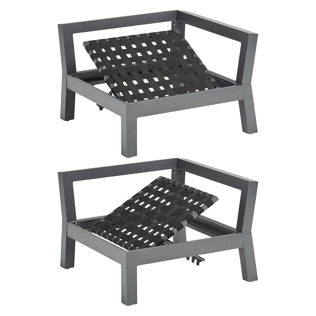 Nærbilde av bordplate i glaskeramikk på Hjørnesofa ute Comfort aluminium/Agora antrasitt - Kettler