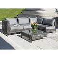 Hjørnesofa ute Corda aluminium/tau med loungebord Stern for hage og terrasse