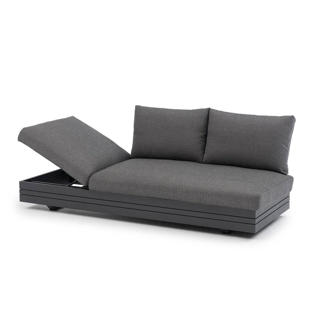 Nærbilde av Sunproof stoff i Sutton Grey på Hjørnesofa ute Cubo Neo