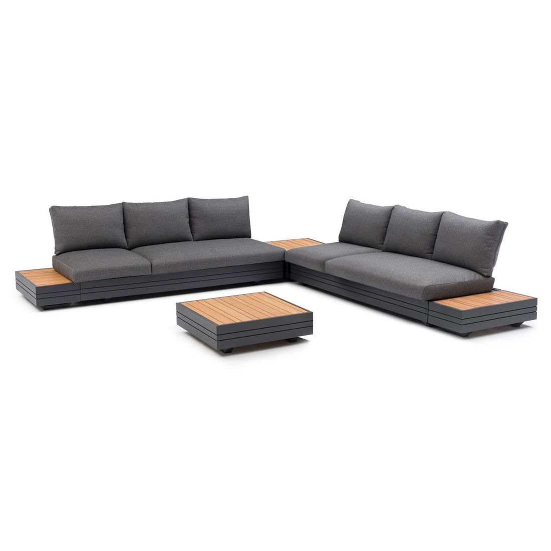 Hjørnesofa ute Cubo Neo 309x309 cm aluminium Sunproof bakside