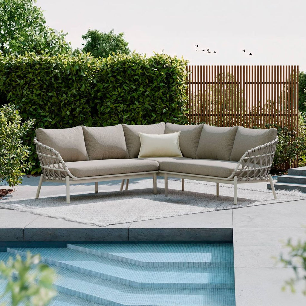 Hjørnesofa ute Dakota aluminium tau olefin forfra