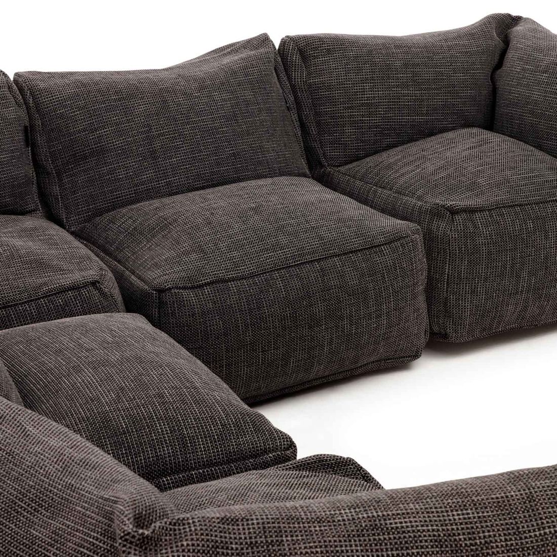 Detalj av sømmer på Hjørnesofa ute Dotty polypropylen antrasitt