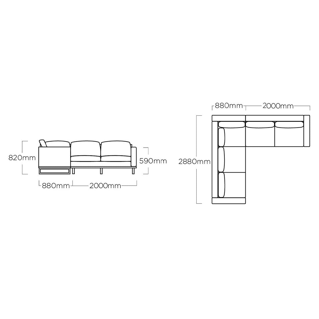 Hjørnesofa ute Ego 288x288 cm aluminium Sunbrella detalj av ramme
