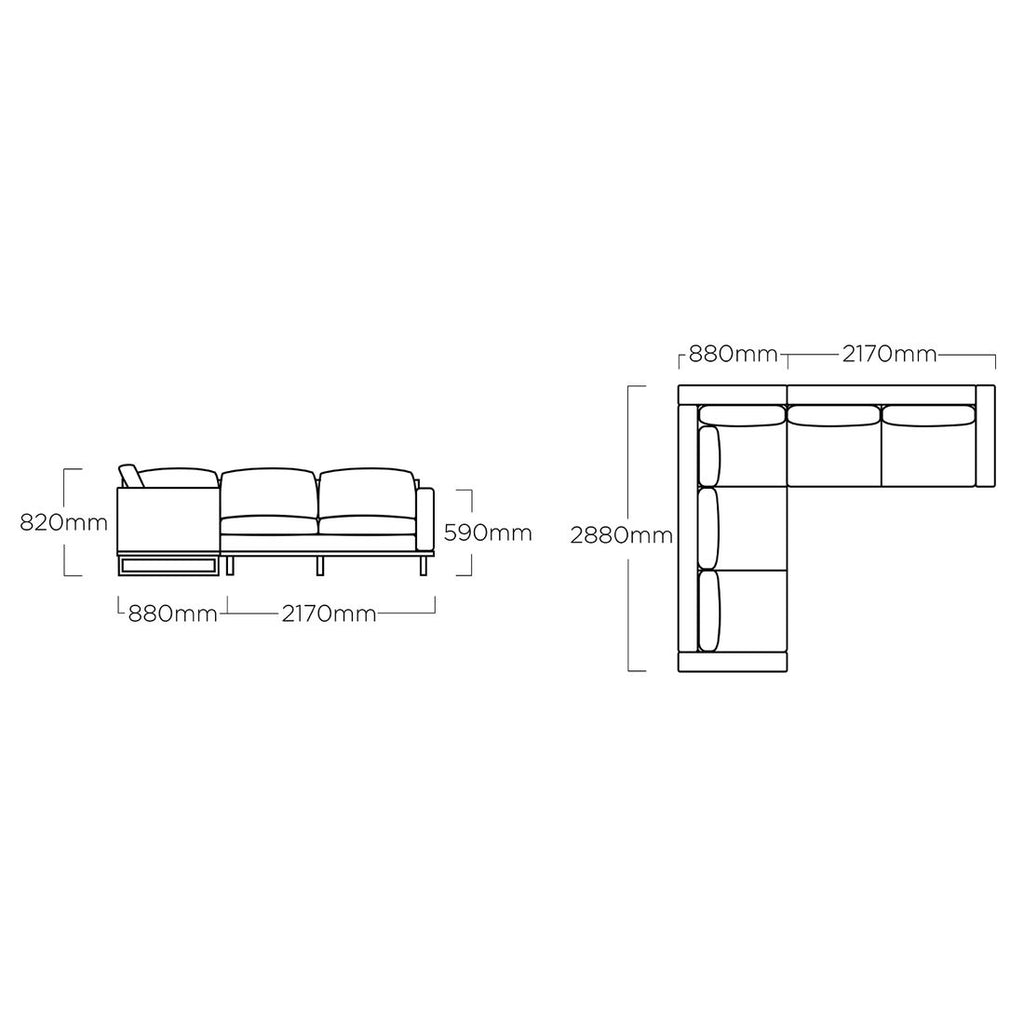 Montert Hjørnesofa ute Ego aluminium/Sunbrella 288x305 cm i hage