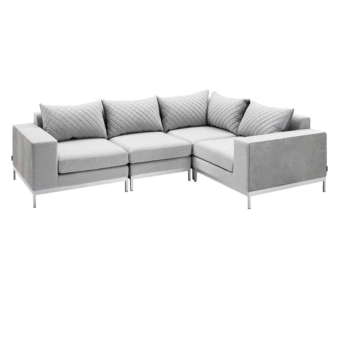 Montert Hjørnesofa ute Ego Modular aluminium/Sunbrella 257x188 cm på terrasse