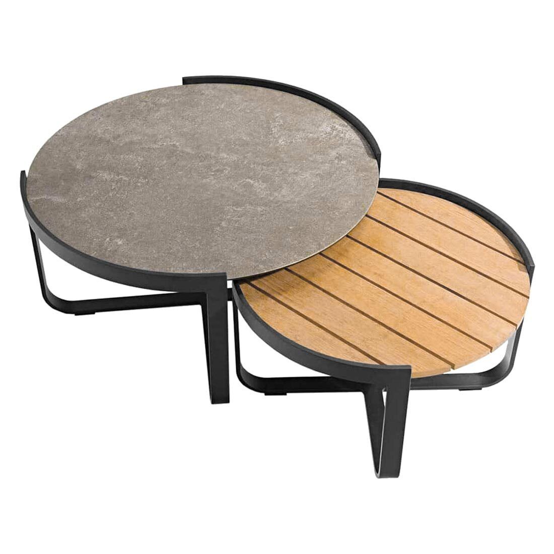 Montert Hjørnesofa ute Fly med loungebord aluminium Zebra i hage