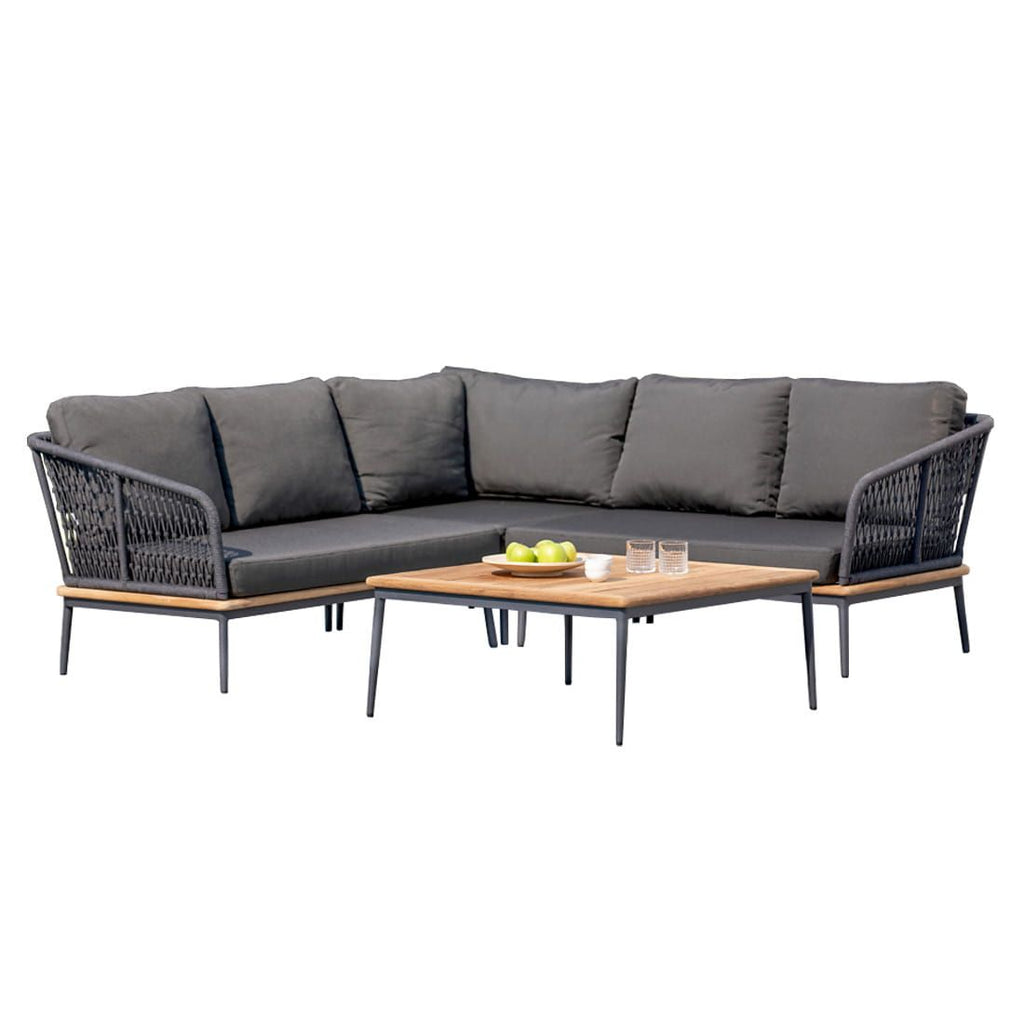 Hjørnesofa ute Freeport aluminium tau teak 212x212 cm bakside