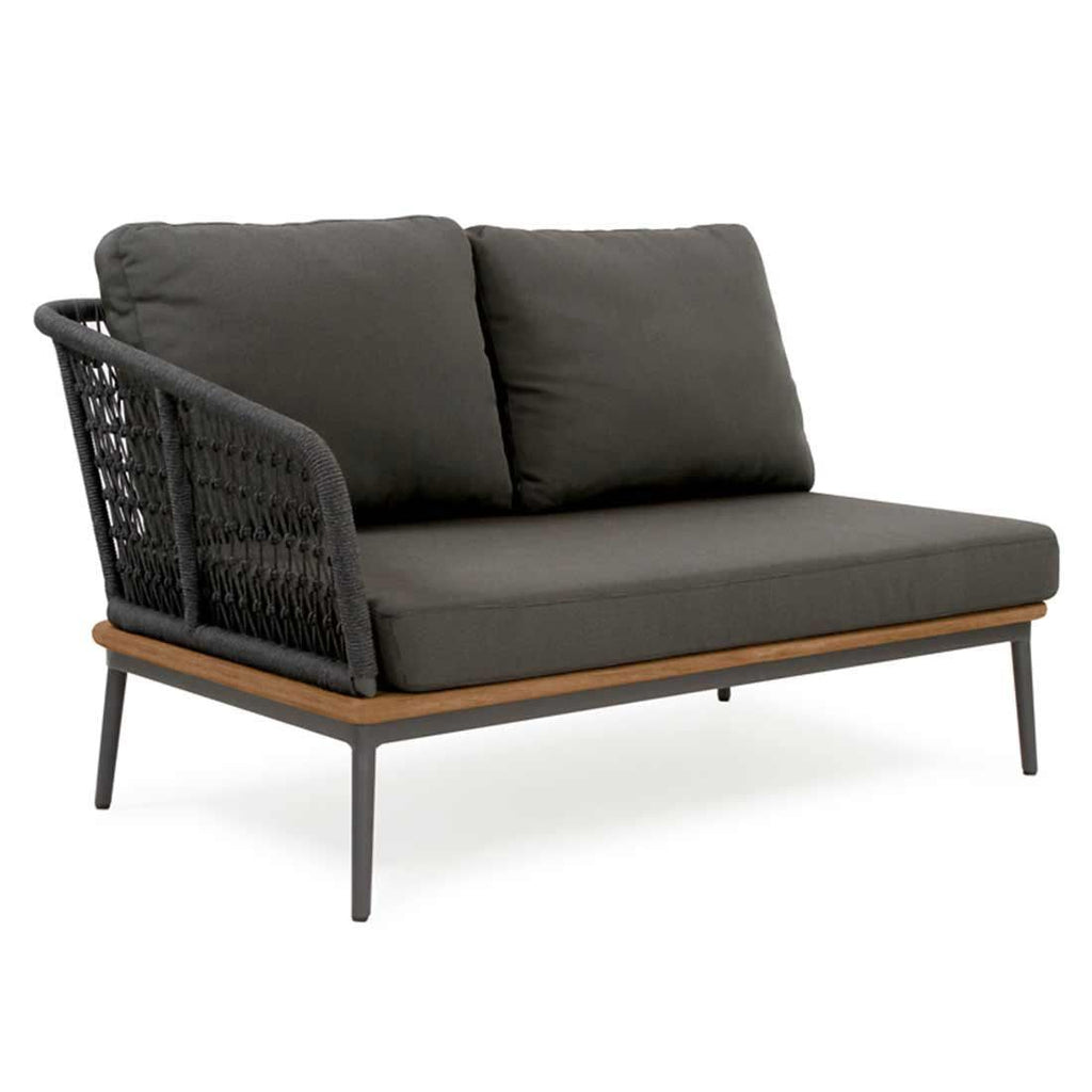 Hjørnesofa ute Freeport aluminium tau teak detalj flettverk