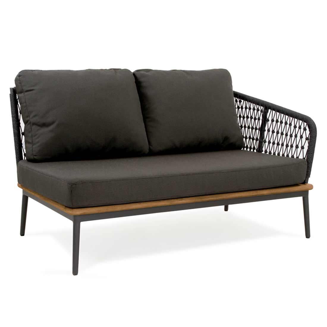 Hjørnesofa ute Freeport aluminium tau teak teak bordplate