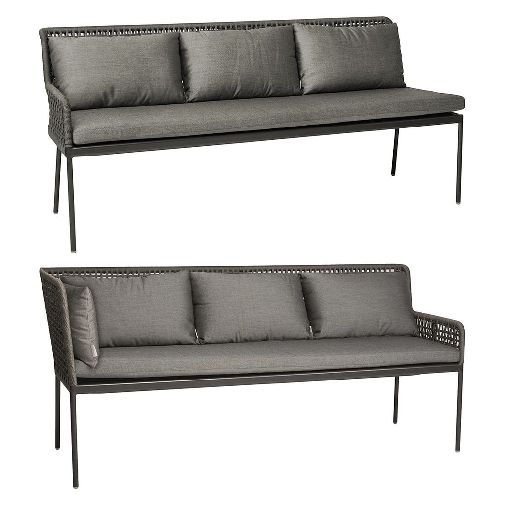 Hjørnesofa ute Greta aluminium/tau 252x197 cm - Stern forfra
