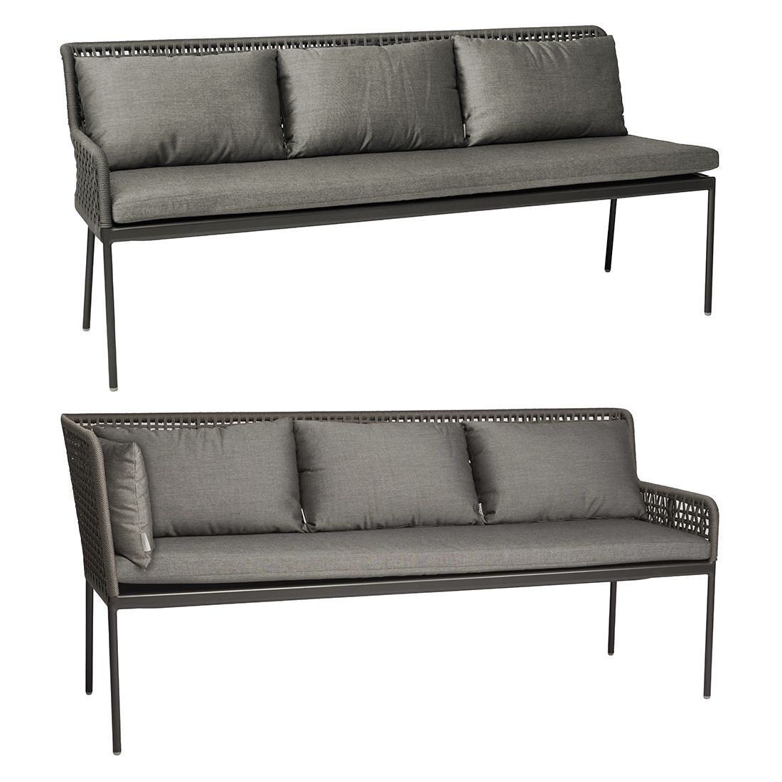 Hjørnesofa ute Greta aluminium/tau 252x197 cm - Stern forfra