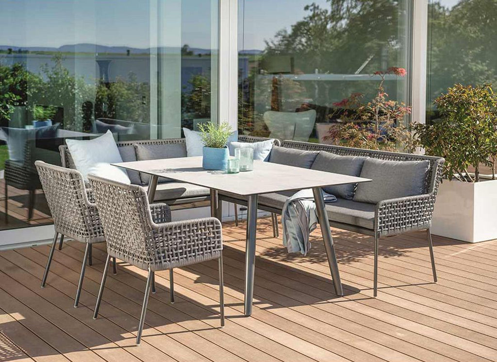 Hjørnesofa ute Greta aluminium/tau 252x197 cm - Stern bakside