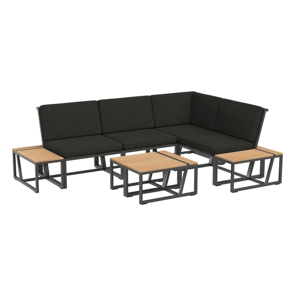 Detalj av stoff på Hjørnesofa ute Havanna med loungebord aluminium - Sieger