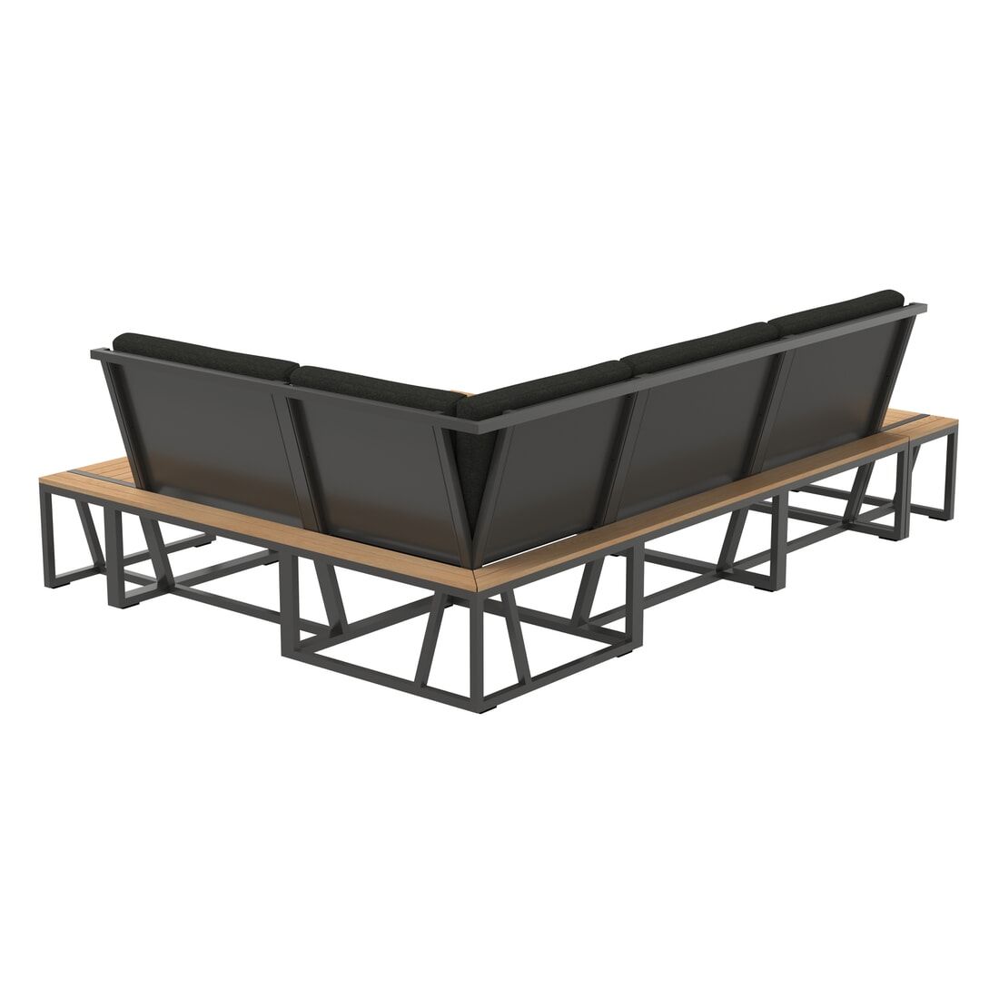 Montert Hjørnesofa ute Havanna med loungebord aluminium - Sieger på terrasse