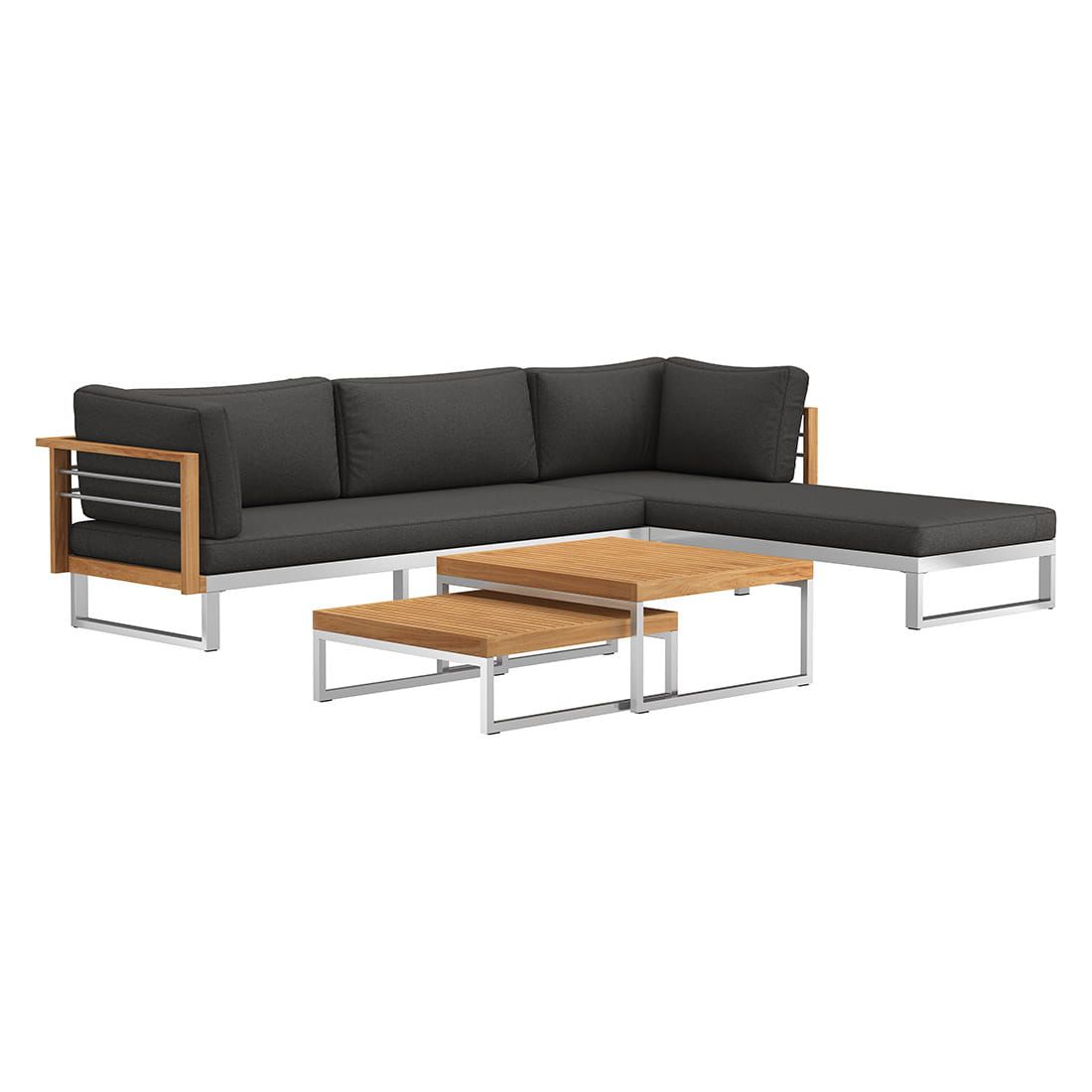 Hjørnesofa ute Hawaii med loungebord rustfritt stål/teak - OUTLIV bakside