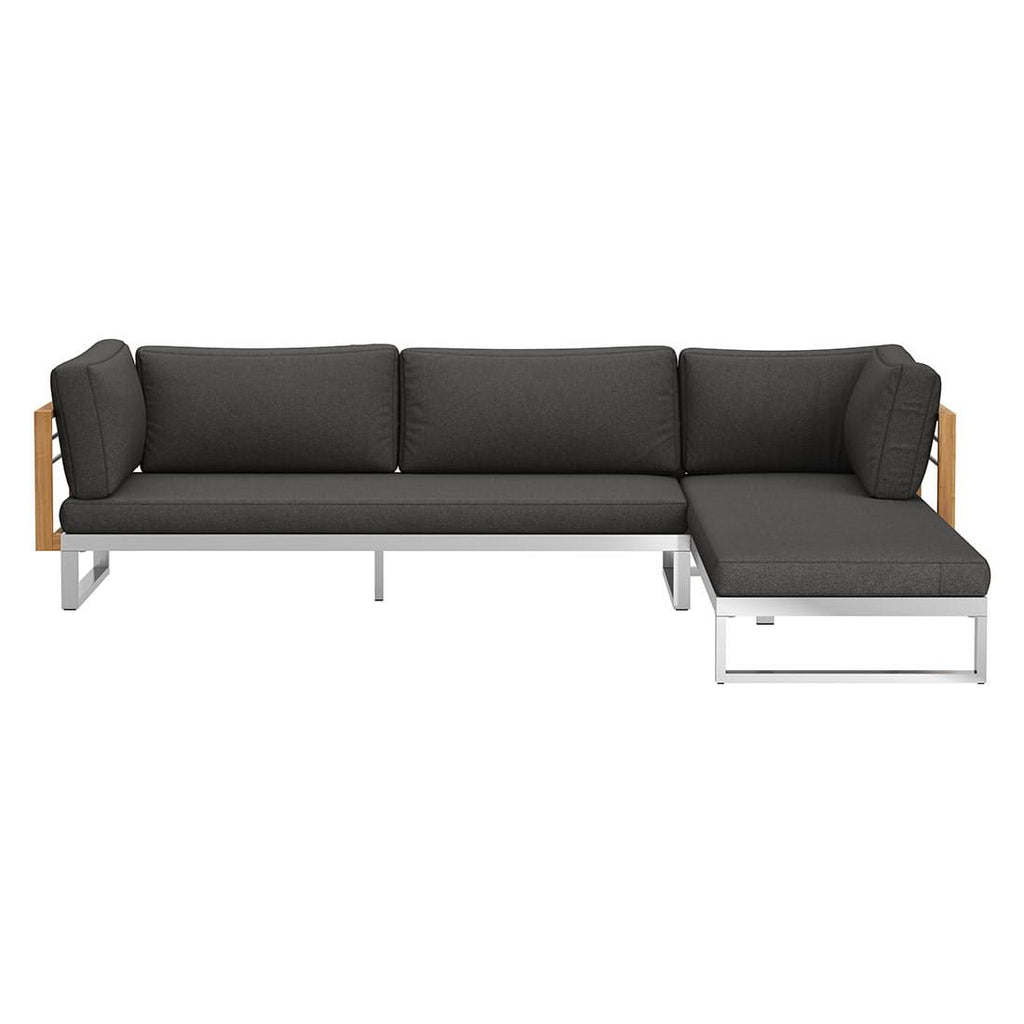Hjørnesofa ute Hawaii med loungebord rustfritt stål/teak - OUTLIV nærbilde teakbord