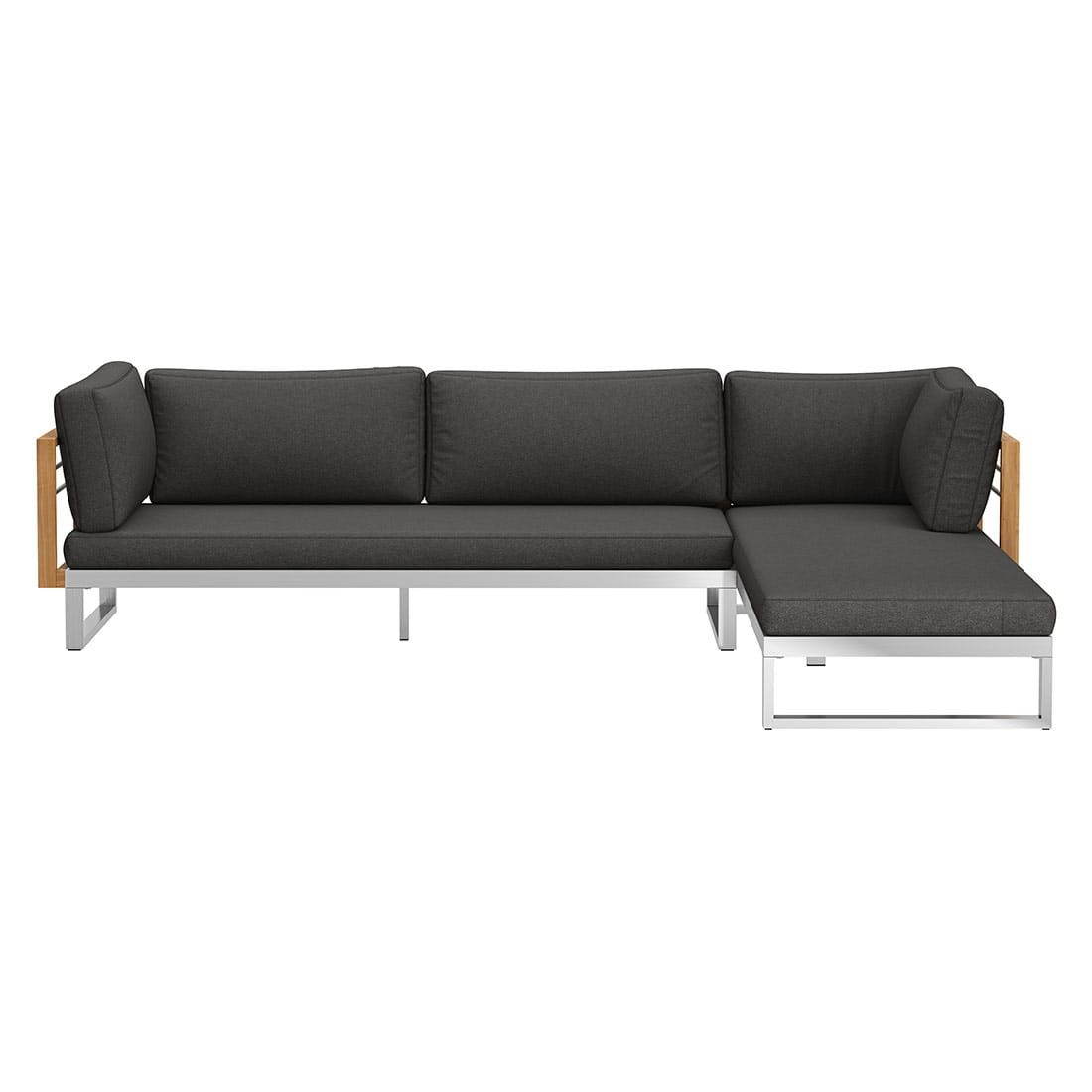 Hjørnesofa ute Hawaii med loungebord rustfritt stål/teak - OUTLIV nærbilde teakbord