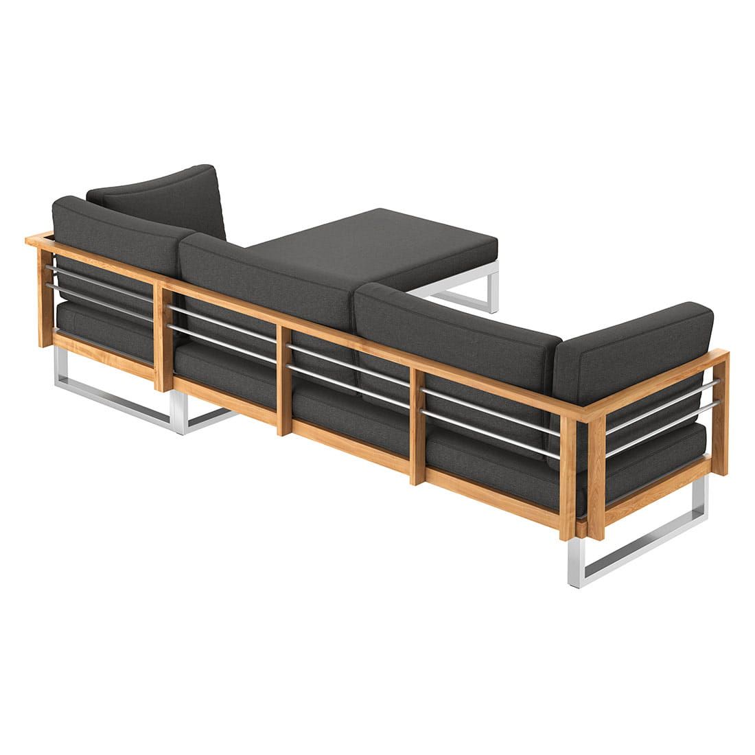 Hjørnesofa ute Hawaii med loungebord rustfritt stål/teak - OUTLIV puter