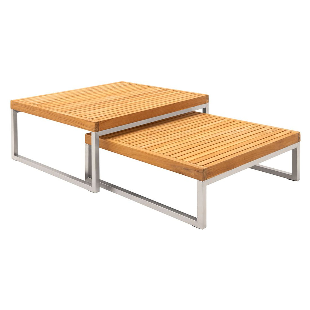 Hjørnesofa ute Hawaii med loungebord rustfritt stål ryggpute detalj