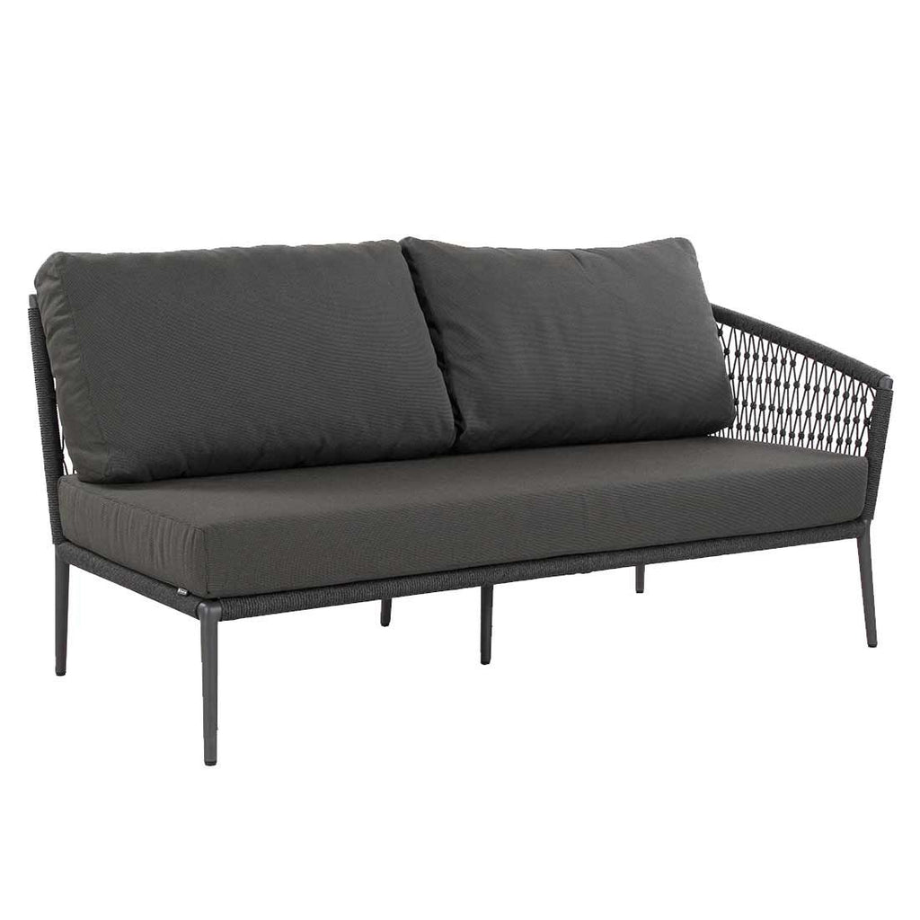 Detalj av rope-materiale på Hjørnesofa ute Ibiza med loungebord