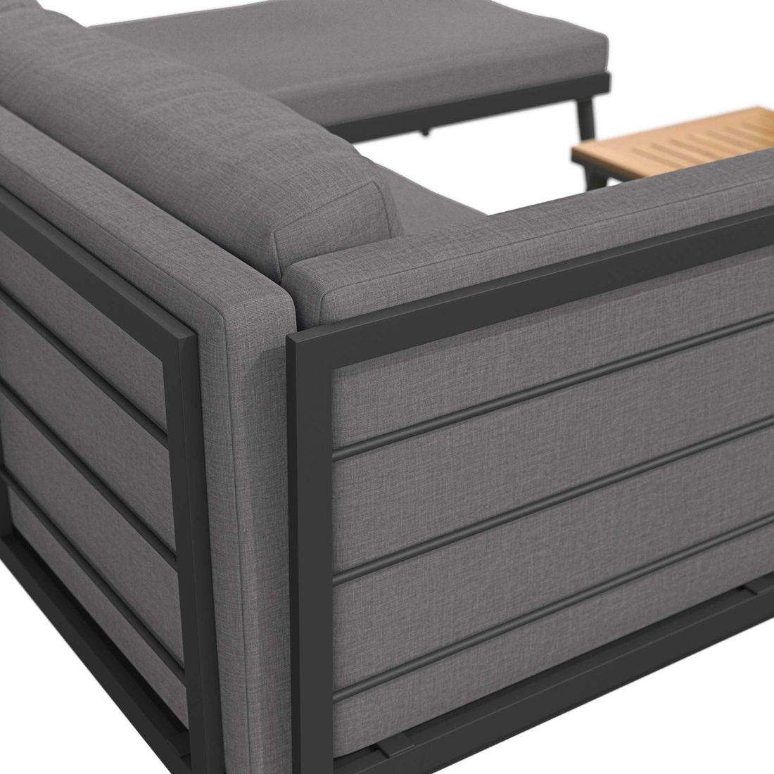 Hjørnesofa ute India med loungebord stål/polypropylen - OUTLIV.