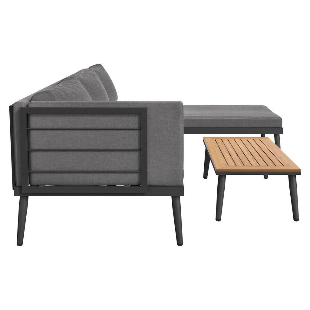 Hjørnesofa ute India med loungebord stål/polypropylen - OUTLIV.