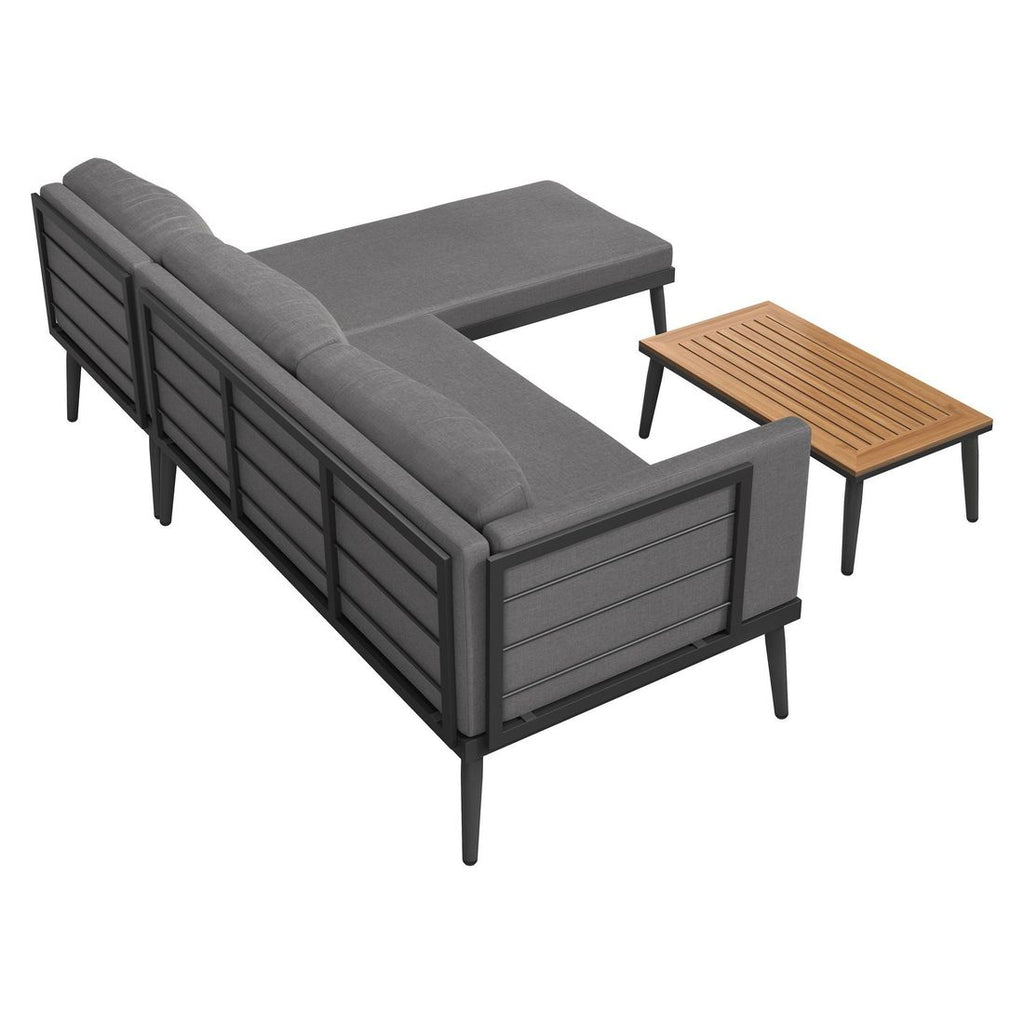 Hjørnesofa ute India med loungebord stål/polypropylen - OUTLIV.