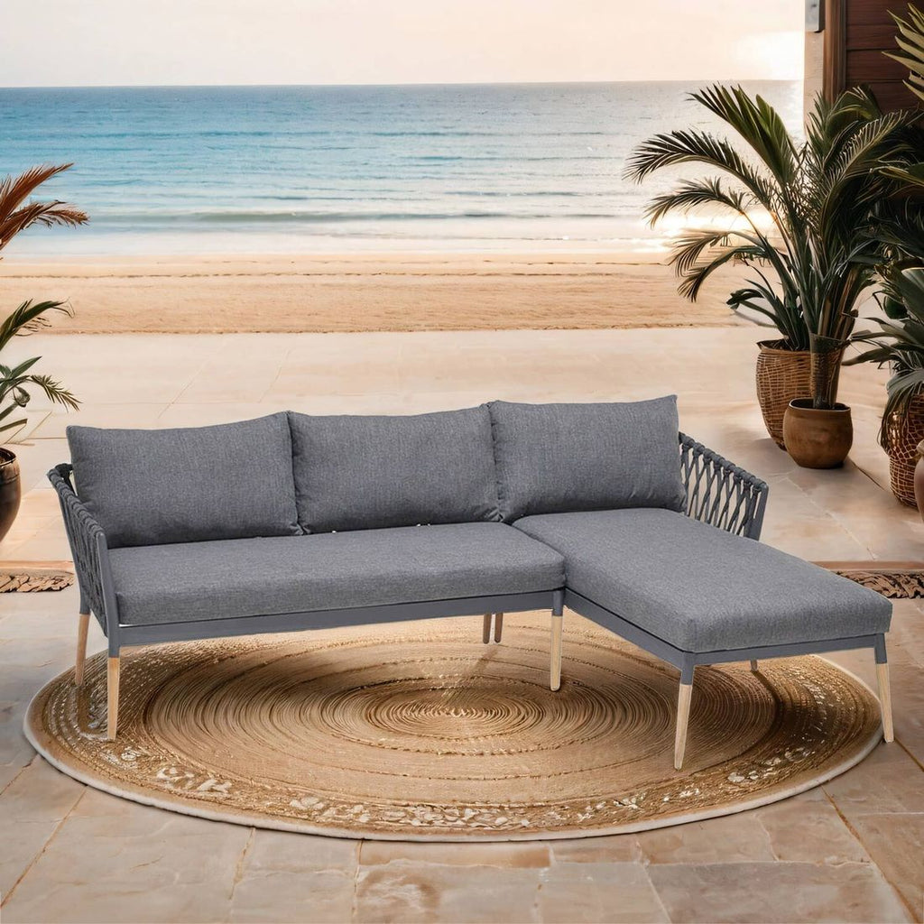 Hjørnesofa ute Ipanema aluminium tau olefin LifestyleGarden forfra