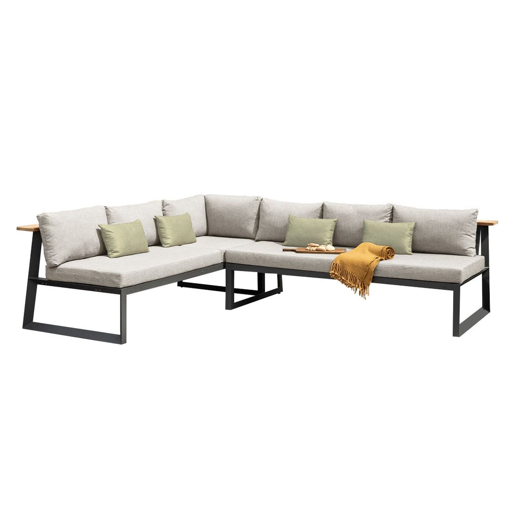 Hjørnesofa ute Jimmy 200x289 cm aluminium/olefin bakside