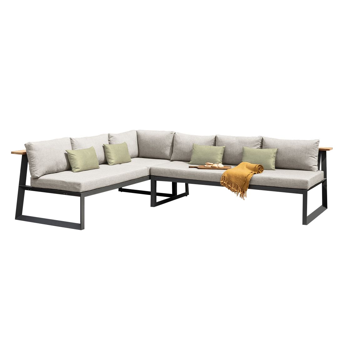 Hjørnesofa ute Jimmy 200x289 cm aluminium/olefin bakside