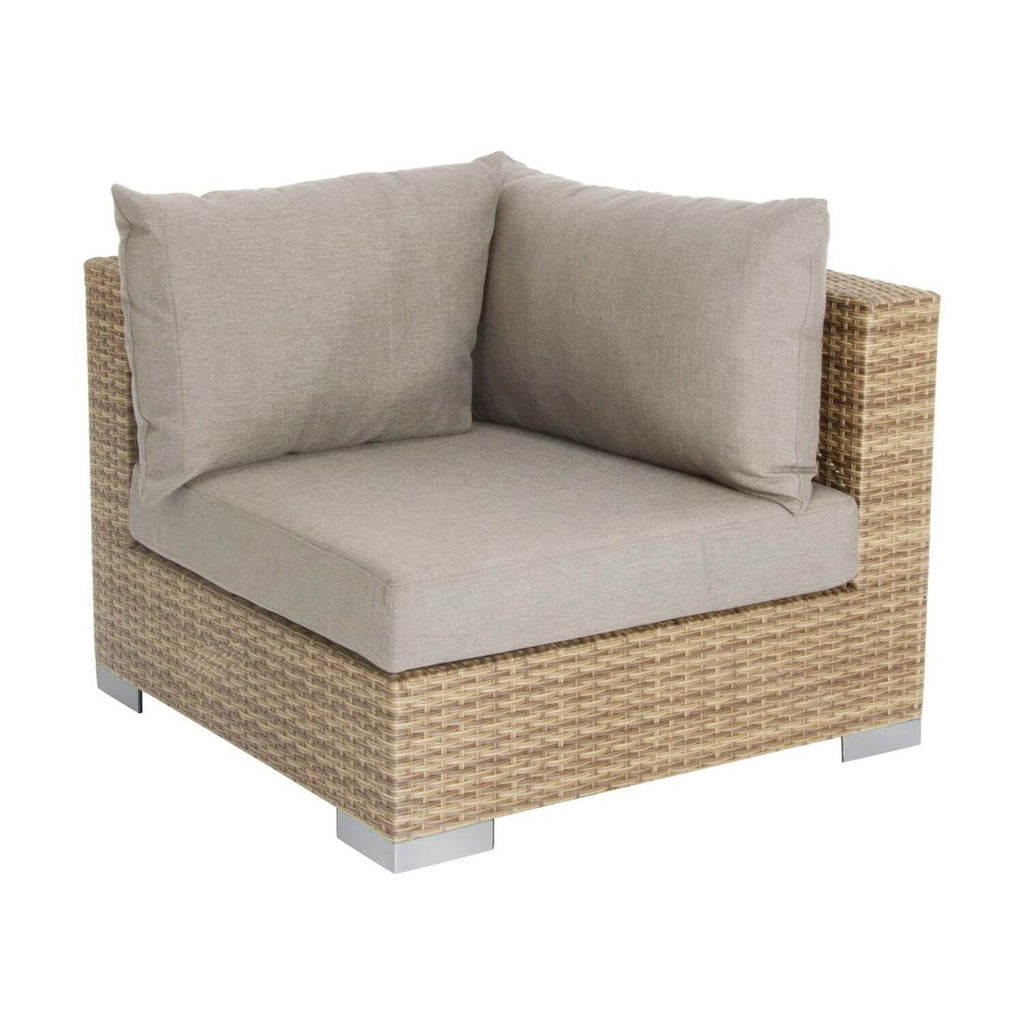 Hjørnesofa ute Jubi 261x261 cm polyrotting flettverk detalj av aluminiumramme