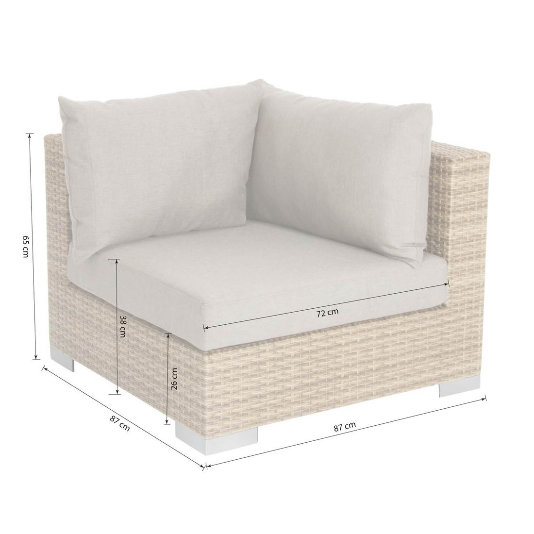 Montert Hjørnesofa ute Jubi 261x261 cm polyrotting flettverk på terrasse