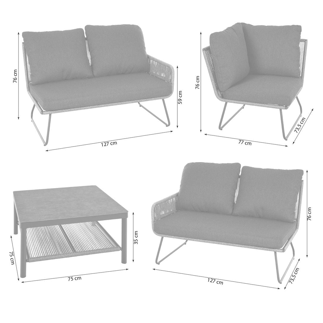 Detalj av flettverk på Hjørnesofa ute Kansas