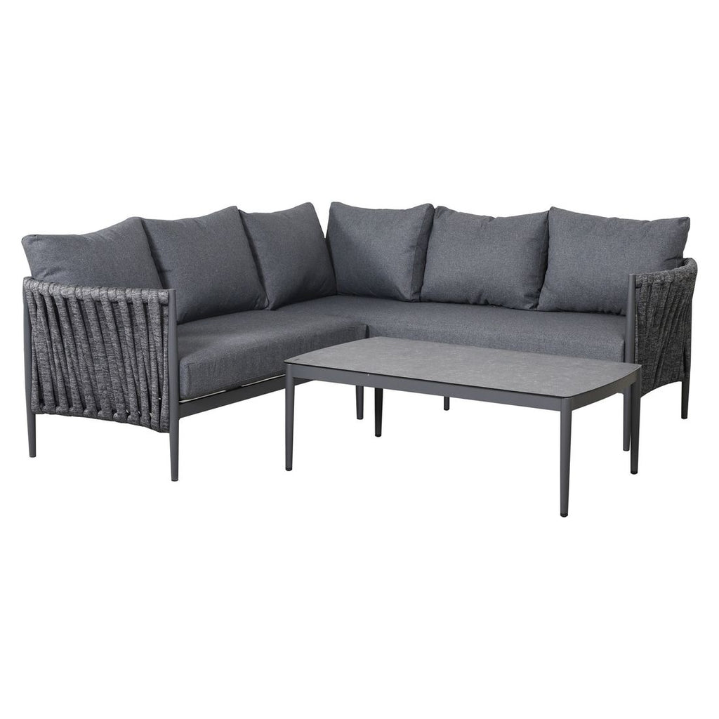 Hjørnesofa ute Lena aluminium tau olefin 217x207 cm bakside