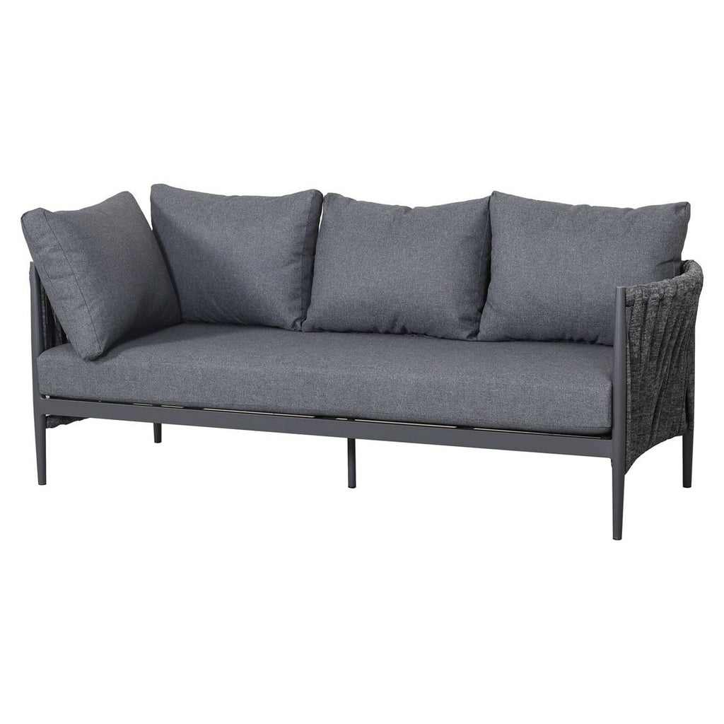 Hjørnesofa ute Lena aluminium tau olefin 217x207 cm montert på terrasse
