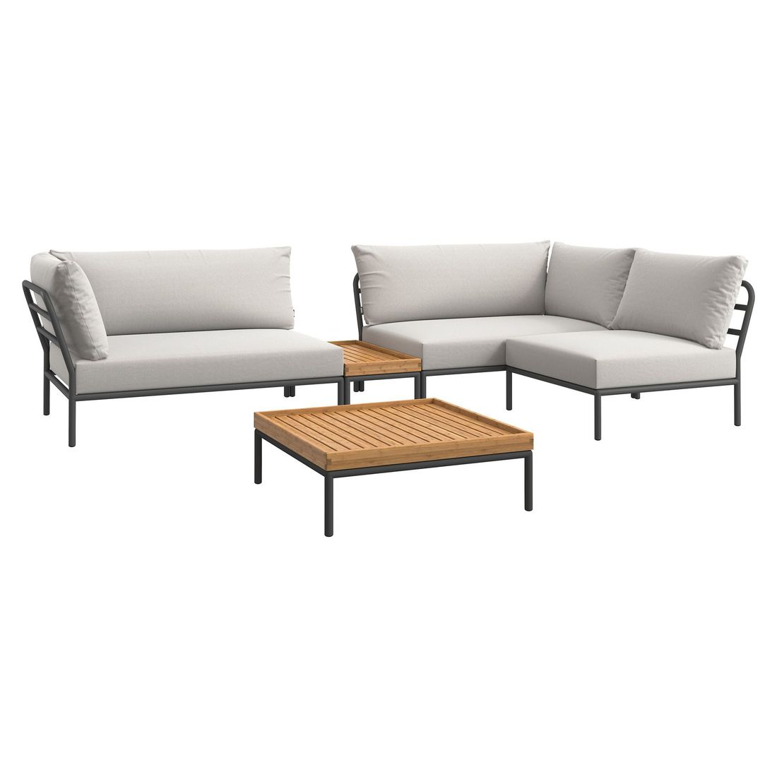 Nærbilde av Sunbrella stoff på Hjørnesofa ute Level 2 med loungebord aluminium/Sunbrella - Houe
