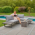 Hjørnesofa ute Leyaro med loungebord aluminium HPL forfra