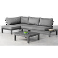 Hjørnesofa ute Luanda aluminium/Sensotex 273x163 cm forfra