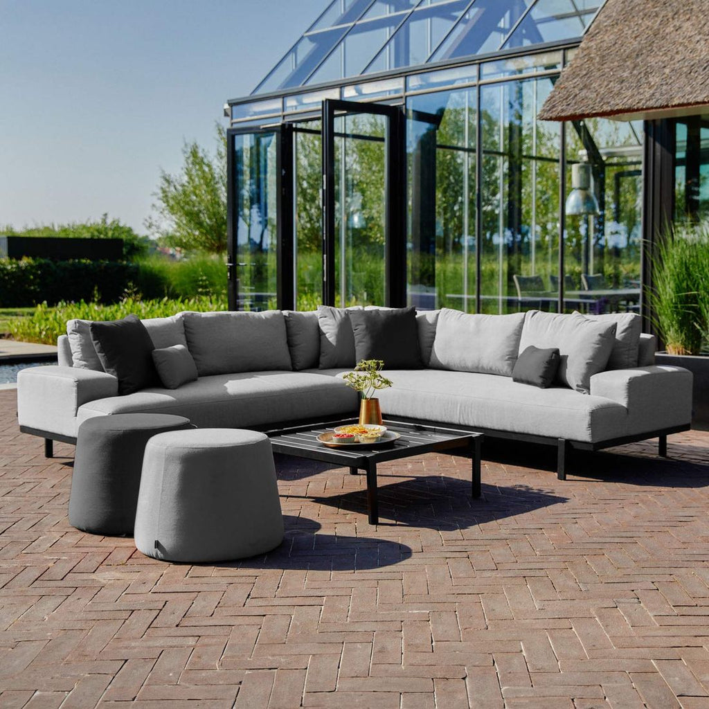 Hjørnesofa ute Lucas aluminium Sunbrella bakside