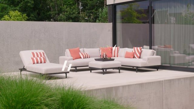 Hjørnesofa ute Lucas aluminium Sunbrella front