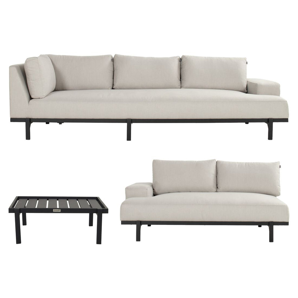 Detalj av stoffmateriale Sunbrella på Hjørnesofa ute Lucas med loungebord