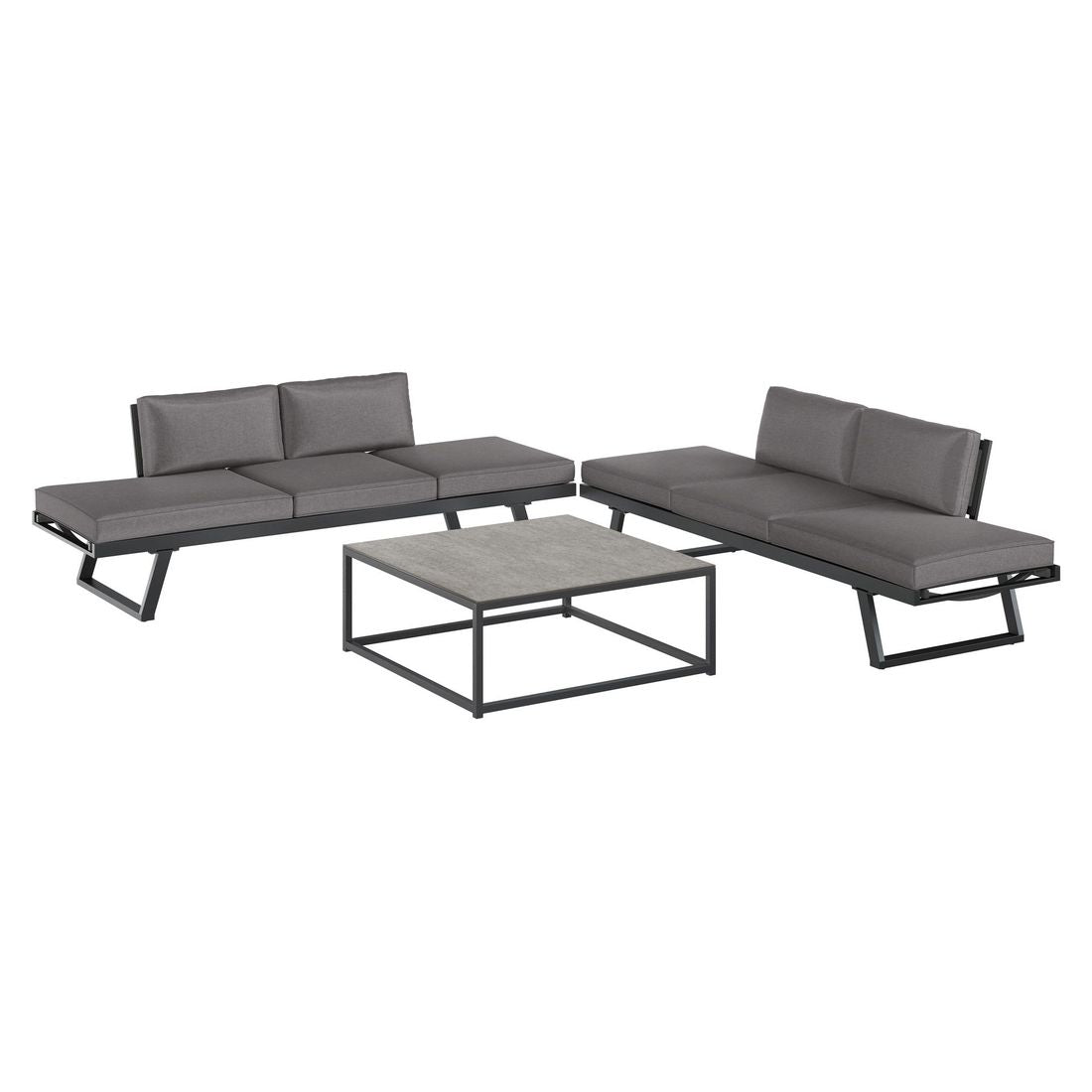 Hjørnesofa ute Lucca aluminium/keramikk 274x274 cm - OUTLIV bakside