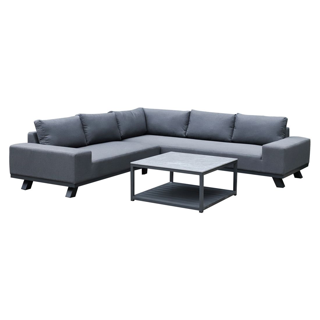 Hjørnesofa ute Madagaskar med loungebord aluminium 260x260 cm - OUTLIV bakside