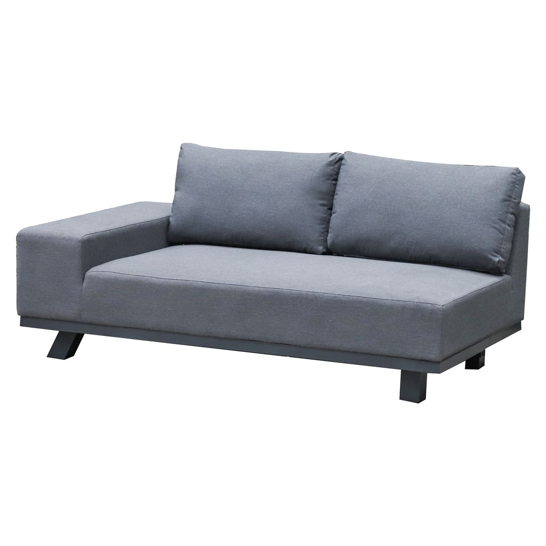Sidevisning av Hjørnesofa ute Madagaskar med loungebord aluminium 260x260 cm - OUTLIV
