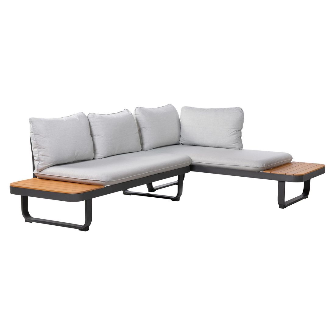 Montert Hjørnesofa ute Madagaskar aluminium akasie 253x175 cm - OUTLIV i hage