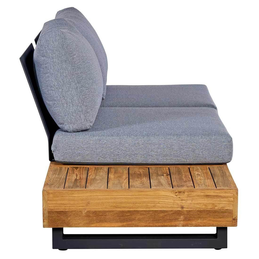 Hjørnesofa ute Madrid med loungebord resirkulert teak/olefin - OUTLIV.