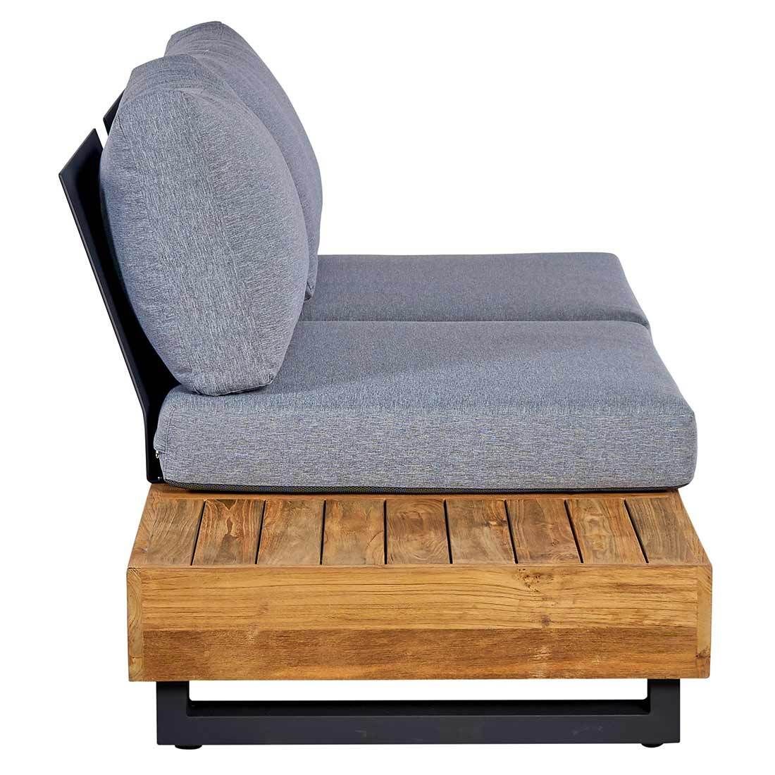 Hjørnesofa ute Madrid med loungebord resirkulert teak/olefin - OUTLIV.