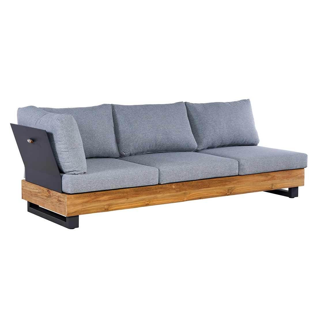Hjørnesofa ute Madrid med loungebord resirkulert teak/olefin - OUTLIV.