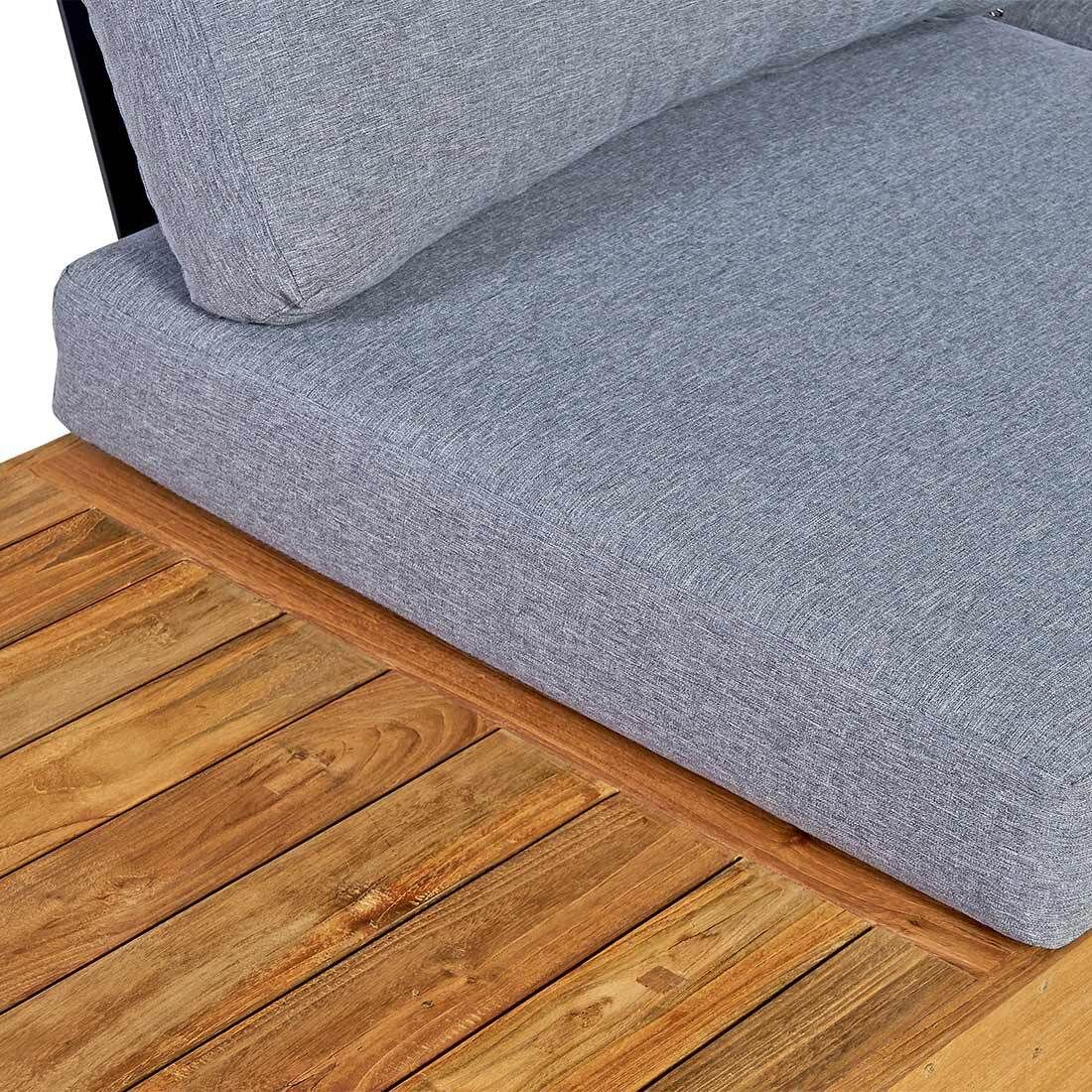 Hjørnesofa ute Madrid med loungebord resirkulert teak/olefin - OUTLIV.