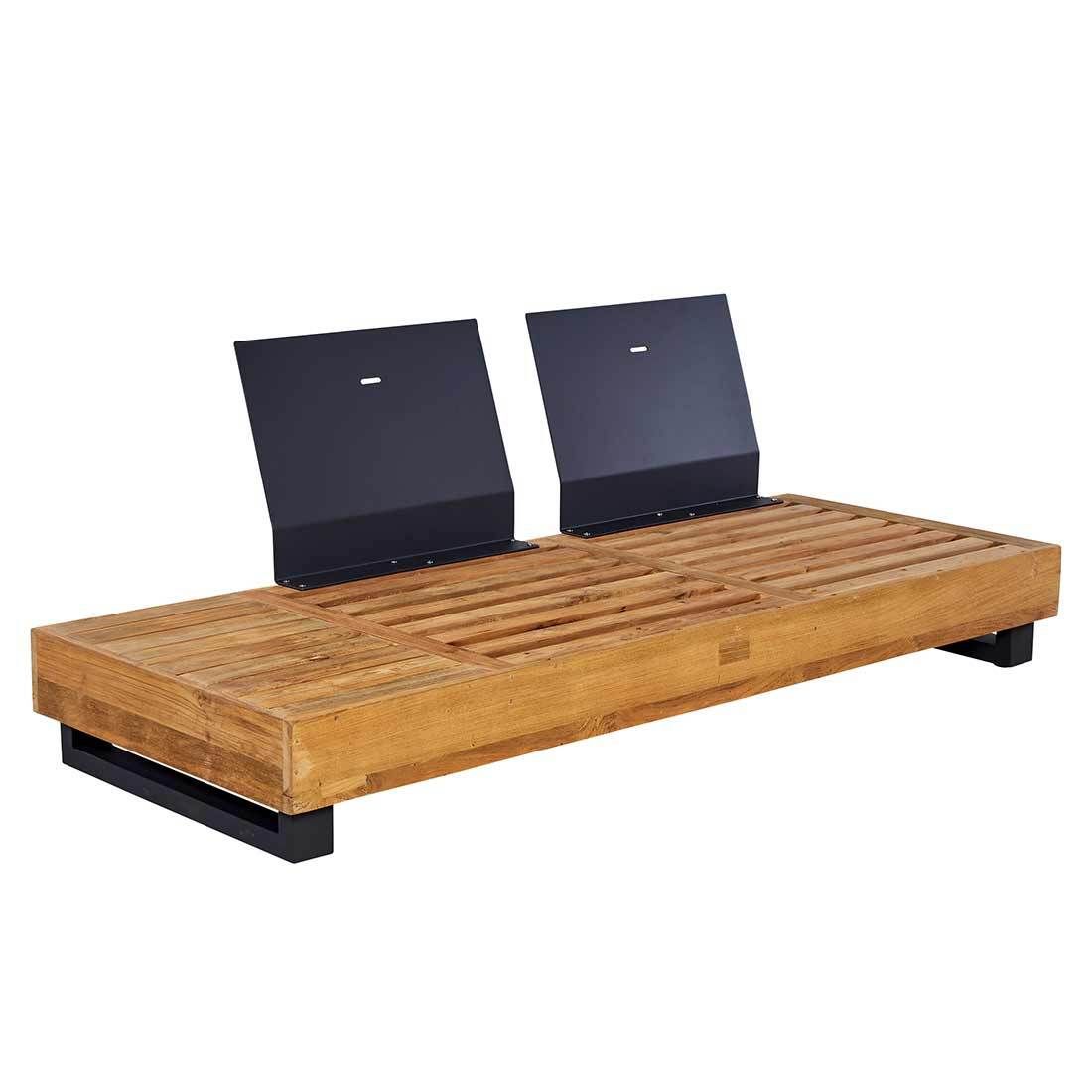 Hjørnesofa ute Madrid med loungebord resirkulert teak/olefin - OUTLIV.